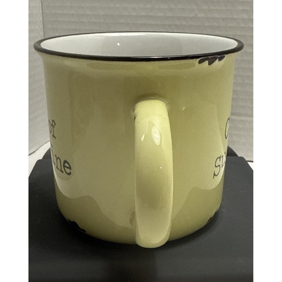Natural Life Yellow "Cup Of Sunshine" coffee mug cup 4" Diameter - Picture 4 of 13